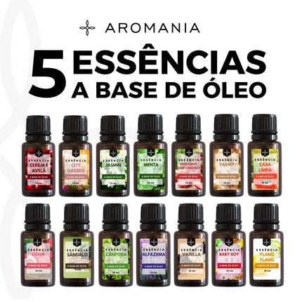 Kit 05 Essências 10ml a Base de Óleo Para Difusor - Maolee