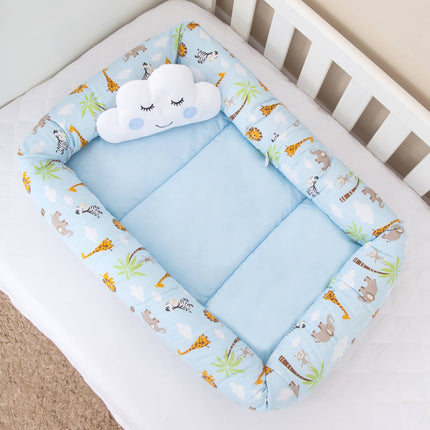 Ninho Redutor de Berço Safári Azul Bebê + Almofadinha - Maolee