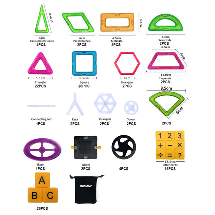Blocos Magnéticos Vlop 120 peças, Montessori - Maolee