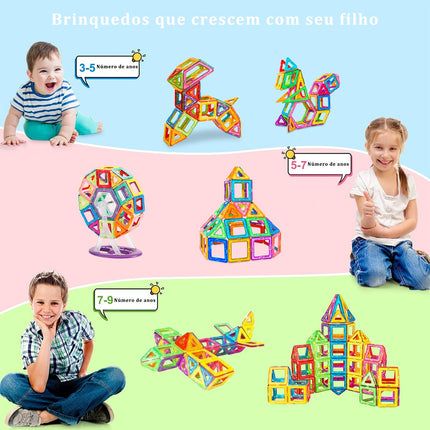 Blocos Magnéticos Vlop 120 peças, Montessori - Maolee