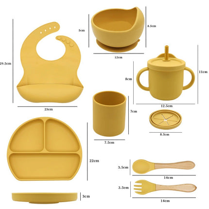 Conjunto completo Alimentação para Bebês de Silicone 8 Peças - Maolee