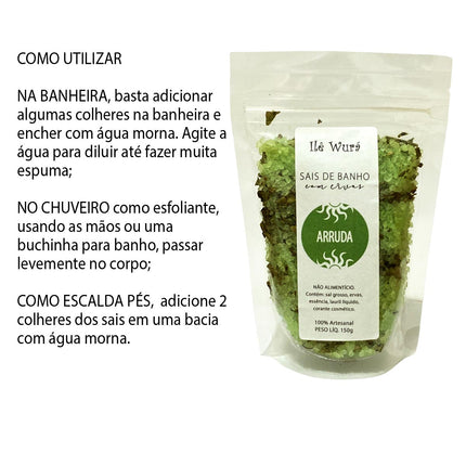 Sais para Banho - Escalda Pés ARRUDA com Ervas e Espumante - Maolee