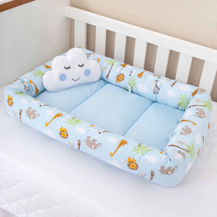 Ninho Redutor de Berço Safári Azul Bebê + Almofadinha - Maolee