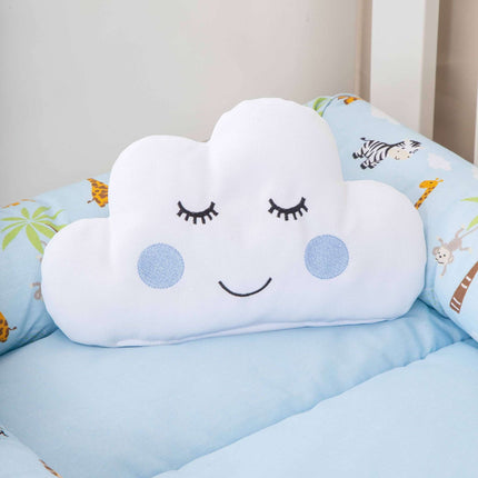 Ninho Redutor de Berço Safári Azul Bebê + Almofadinha - Maolee