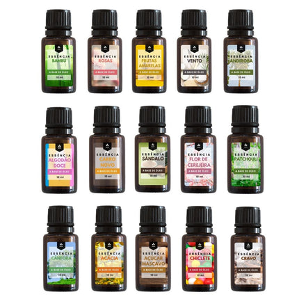 Kit 05 Essências 10ml a Base de Óleo Para Difusor - Maolee