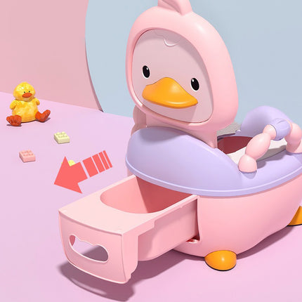 Troninho Penico Sanitário Infantil Privadinha Patinho Feliz Cor:Rosa