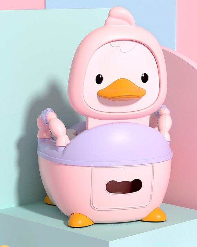 Troninho Penico Sanitário Infantil Privadinha Patinho Feliz Cor:Rosa